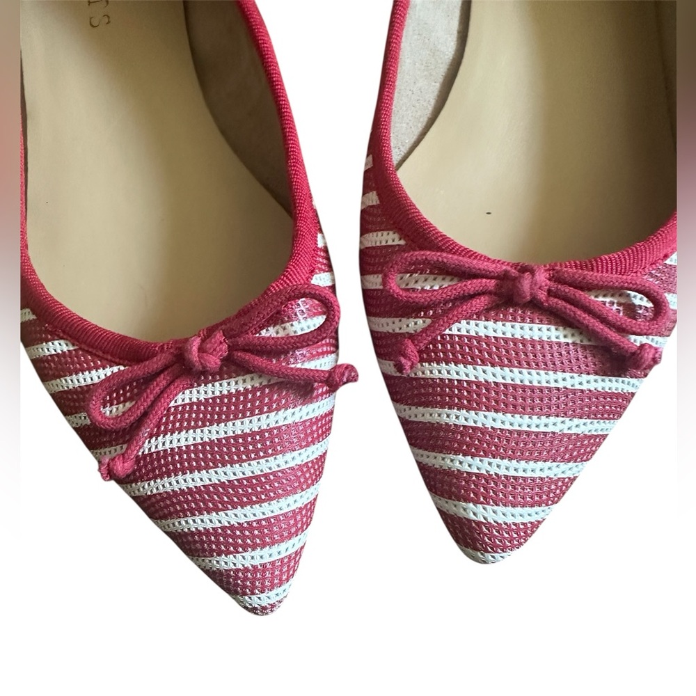 Talbots Red  and White Striped Flats with Bow - Picture 3 of 7